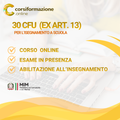 Corso acquisizione 30 CFU per l'insegnamento scuola