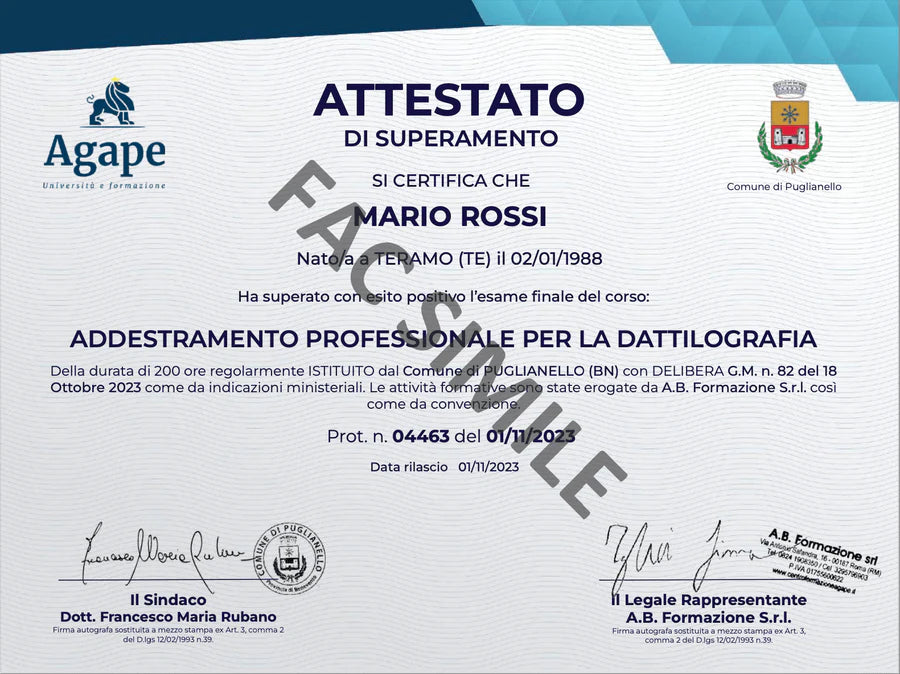 Dattilografia corso ed esame online riconosciuto dal MIM
